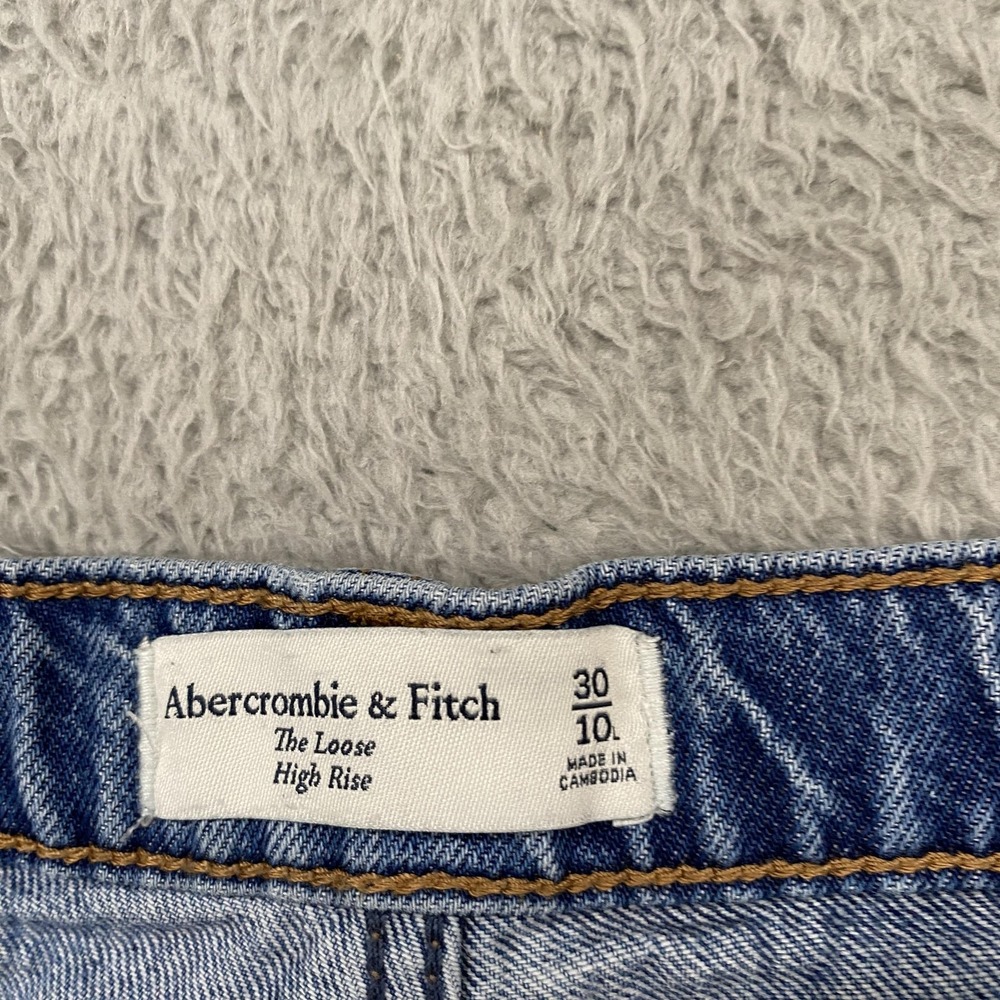 Abercrombie & Fitch Loose High Rise Jeans Womens 30 Blue Straight Relaxed Denim - Picture 8 of 14